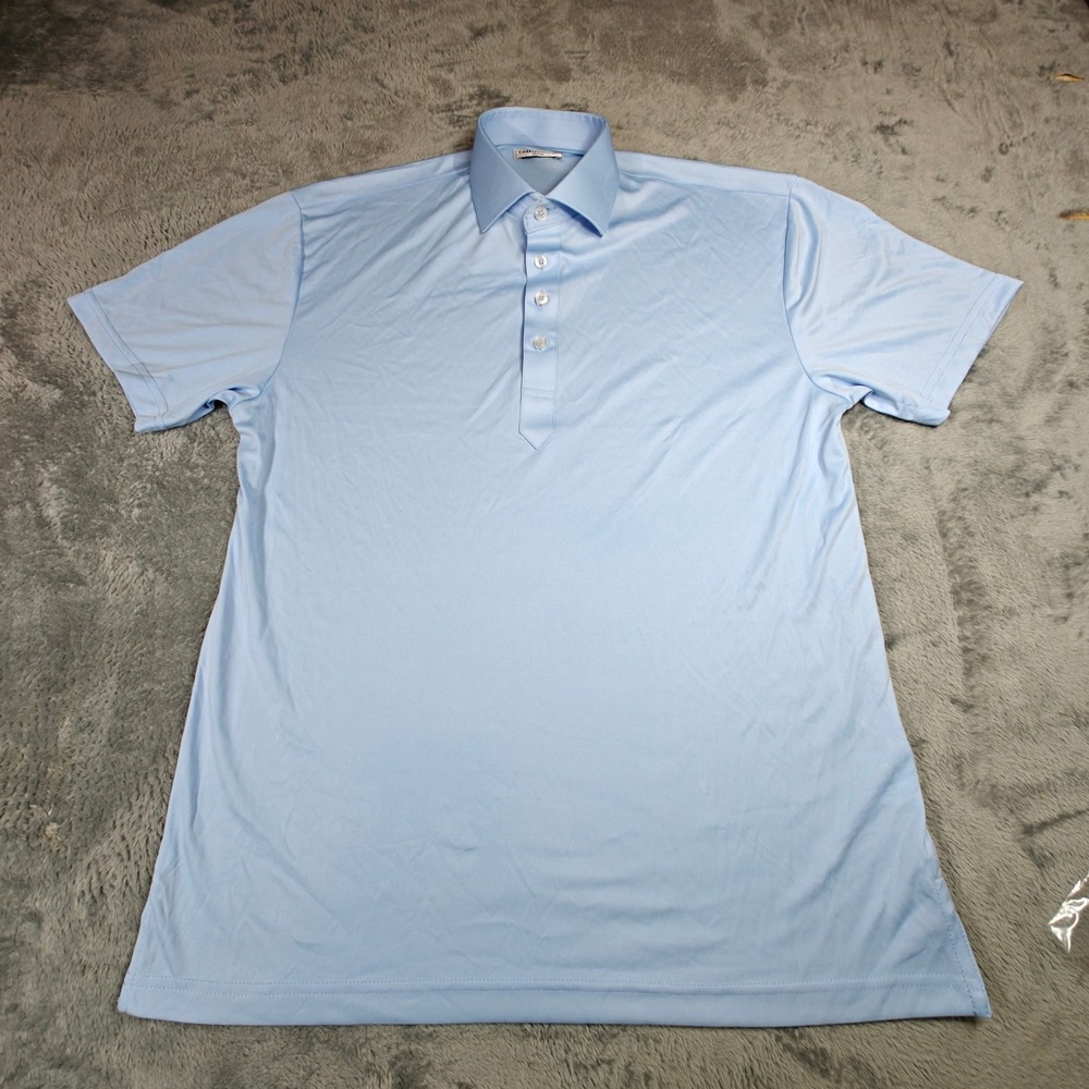 Collars & Co Polo Shirt Mens Medium Blue Short Sleeve Dress Collar Performance